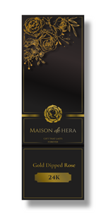 Maison de Hera black and gold luxury gift box for 24K Gold Dipped Rose