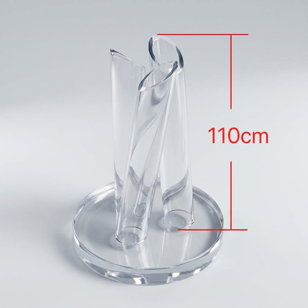 Maison de Hera round display stand with three tube holders, 110cm height reference